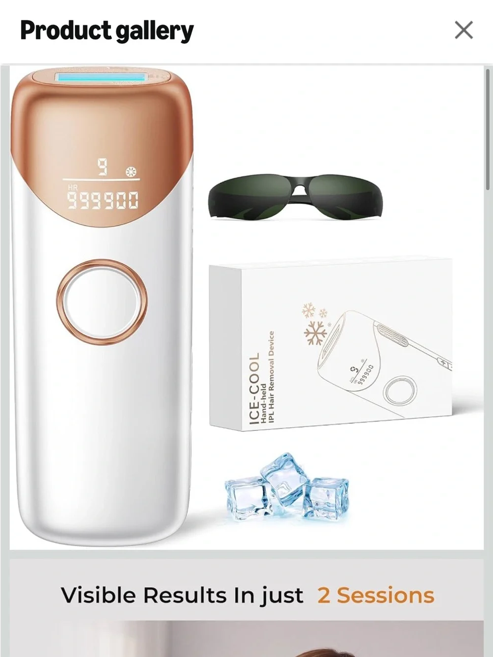 ICE-COOL Handheld IPL Hair Removal Device - White & Rose Gold